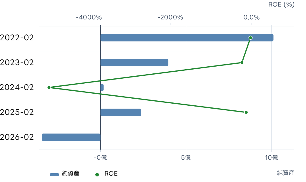クオンタムソリューションズ (2338) の純資産とROE, ROICの推移チャート